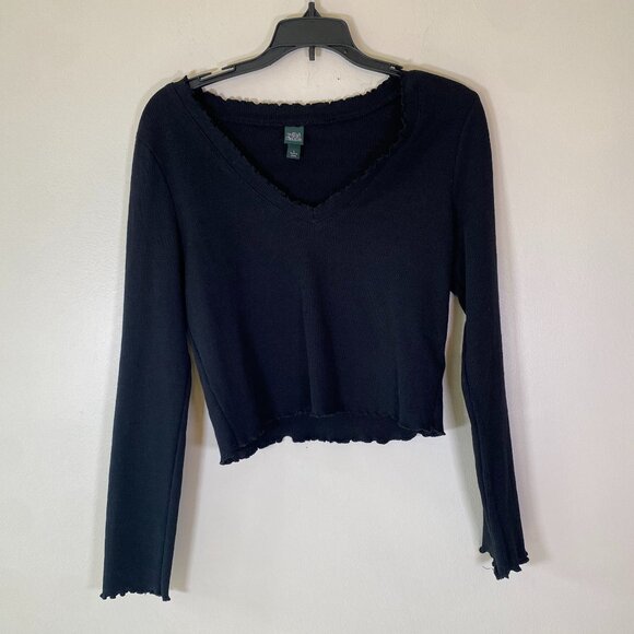 wild fable Tops - Wild Fable Cropped Long Sleeve With Lettuce Hem